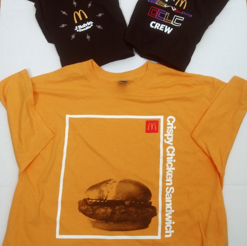 McDonald's Bundle Of  3 T-shirt Orange and Black Short Sleeve Tees Size L - Picture 2 of 3